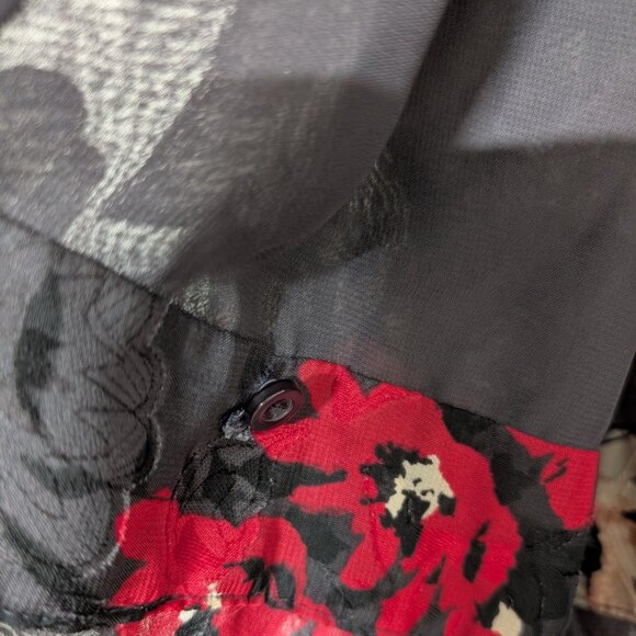 Torrid Hi Low Clip Floral Wrap Blouse Womens Size 2X Dark Slate Gray 3/4 Sleeves - Picture 5 of 13